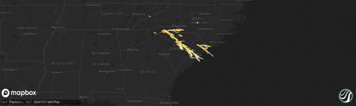 Hail map in South Carolina on May 23, 2014