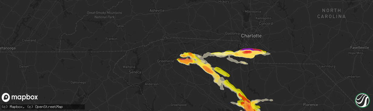 Hail map in Spartanburg, SC on May 23, 2014