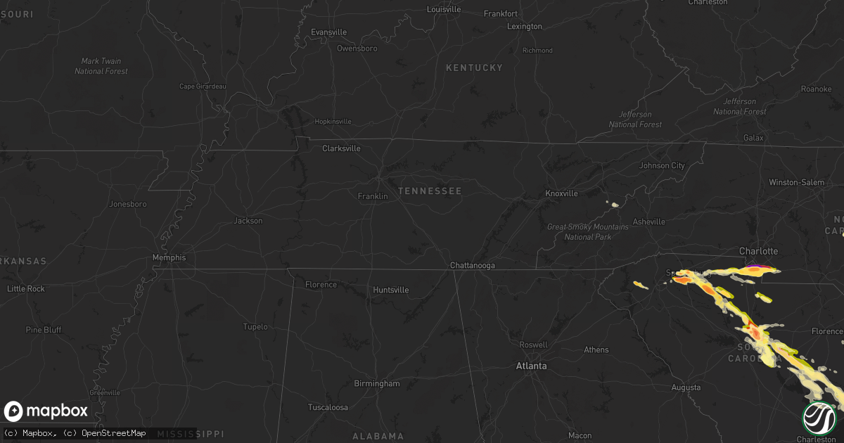 Hail map in Tennessee on May 23, 2014