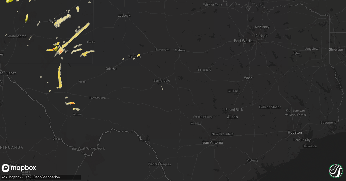 Hail map in Texas on May 23, 2014