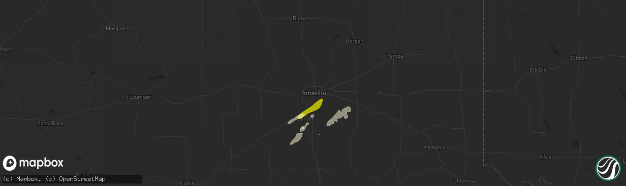 Hail map in Amarillo, TX on May 23, 2015