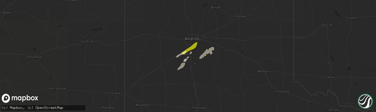 Hail map in Canyon, TX on May 23, 2015