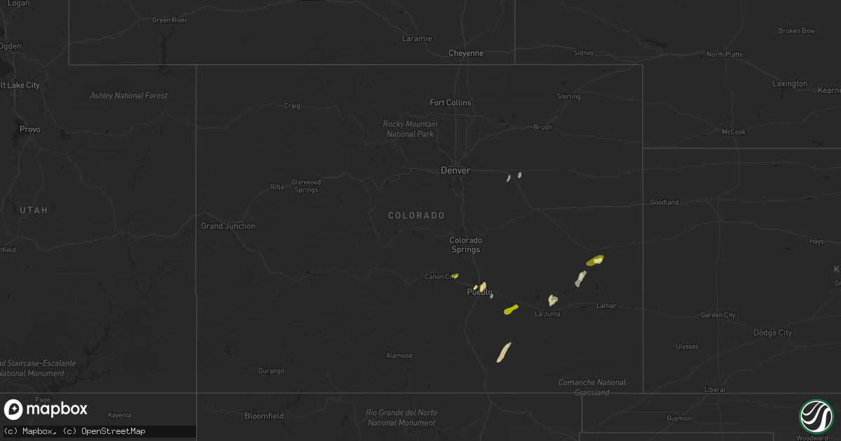 Hail map in Colorado on May 23, 2015
