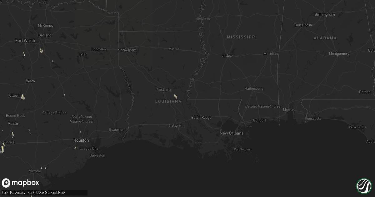 Hail map in Louisiana on May 23, 2015