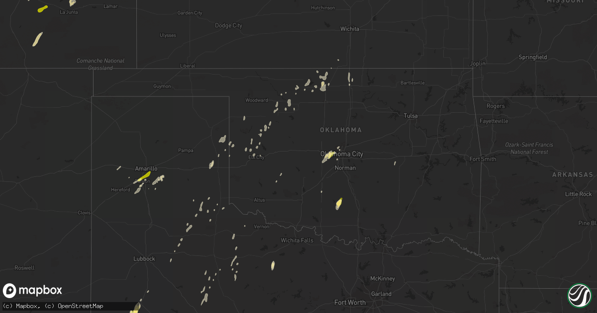Hail map in Oklahoma on May 23, 2015