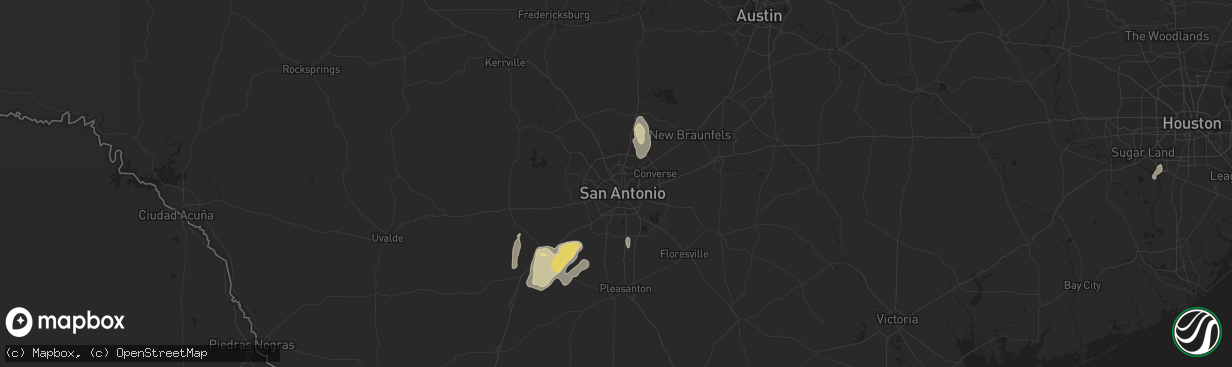 Hail map in San Antonio, TX on May 23, 2015