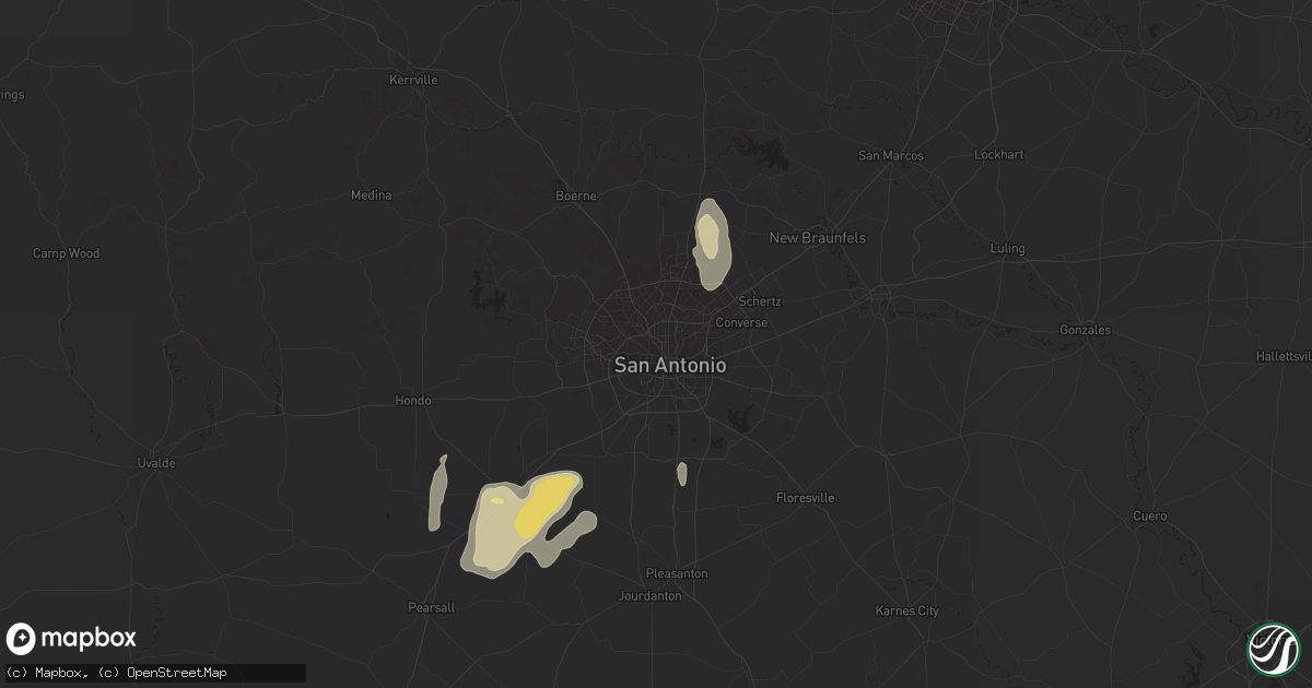 Hail map in San Antonio, TX on May 23, 2015
