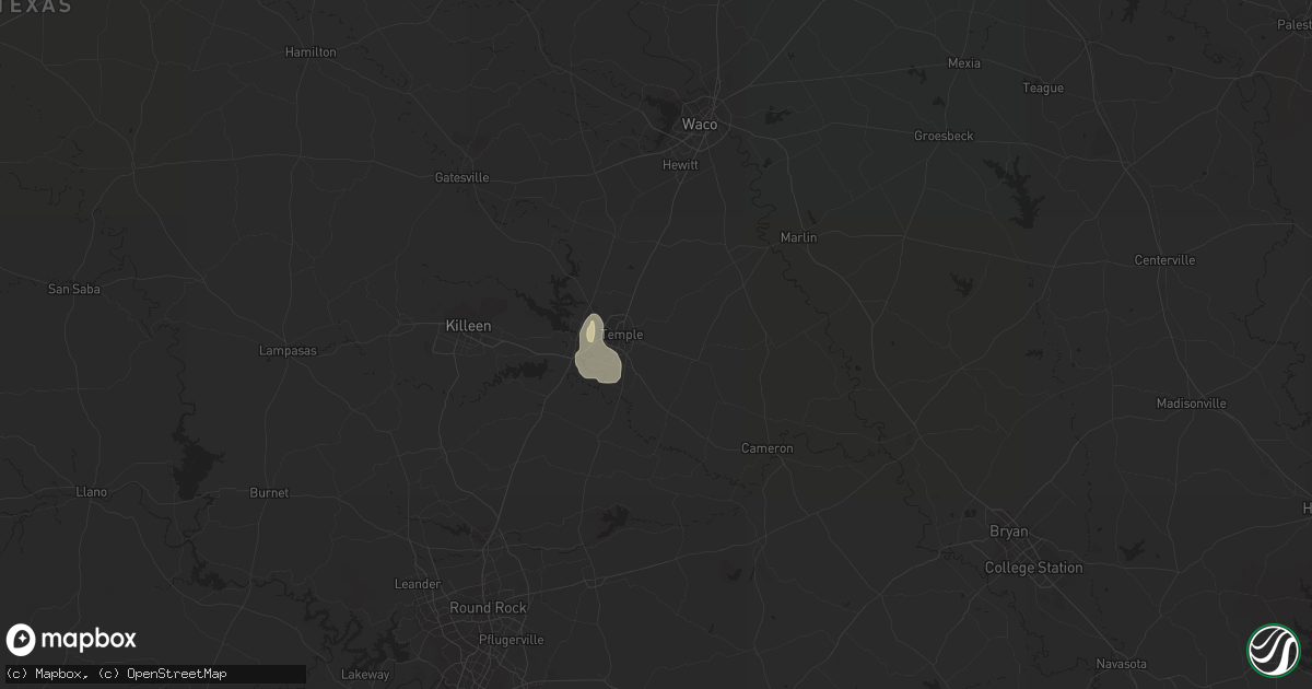 Hail map in Temple, TX on May 23, 2015