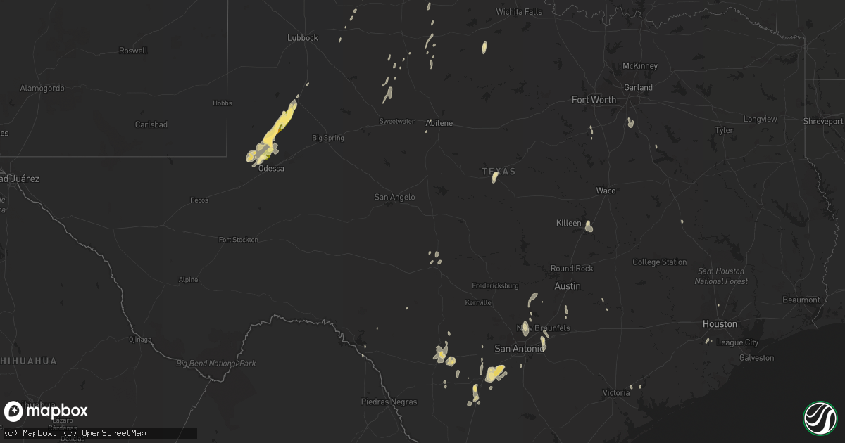 Hail map in Texas on May 23, 2015