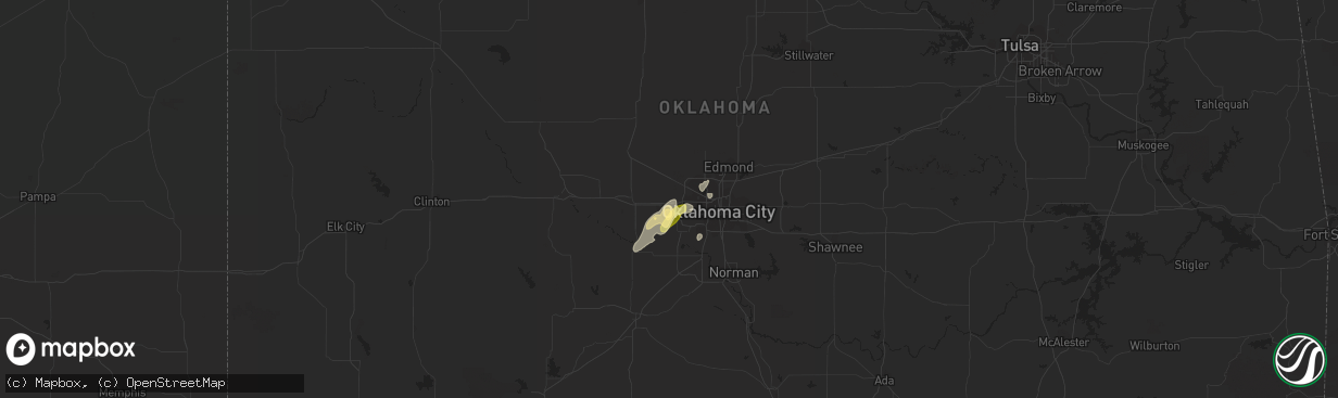 Hail map in Yukon, OK on May 23, 2015