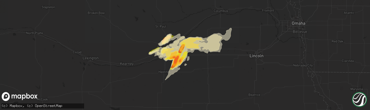 Hail map in Aurora, NE on May 23, 2016