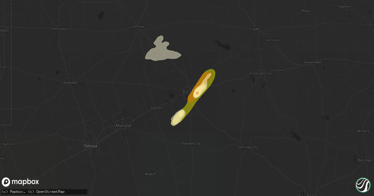 Hail map in Big Spring, TX on May 23, 2016