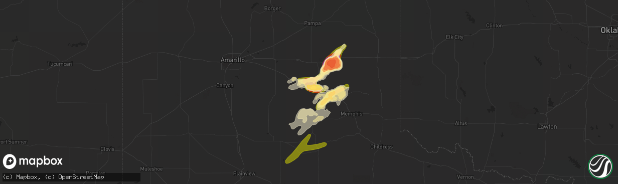 Hail map in Clarendon, TX on May 23, 2016