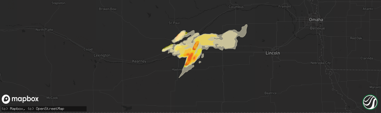 Hail map in Giltner, NE on May 23, 2016