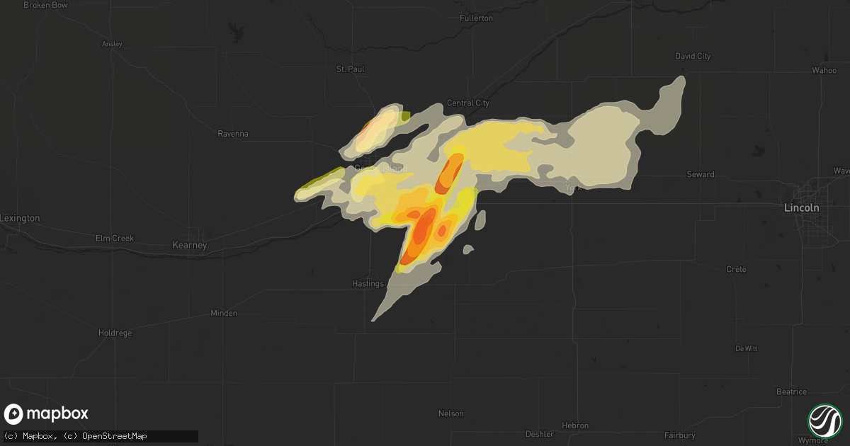 Hail map in Giltner, NE on May 23, 2016