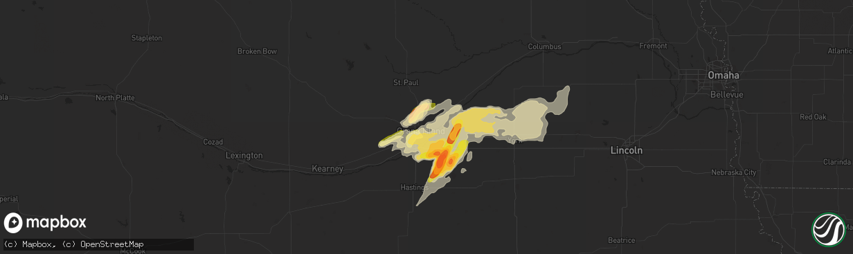 Hail map in Grand Island, NE on May 23, 2016