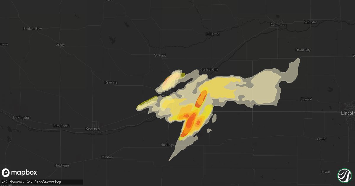 Hail map in Grand Island, NE on May 23, 2016