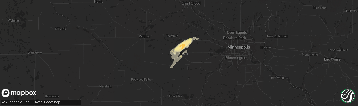 Hail map in Hutchinson, MN on May 23, 2016