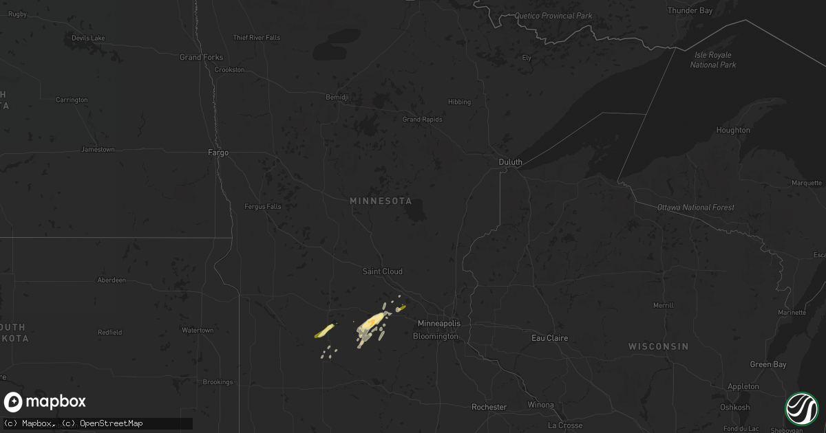 Hail map in Minnesota on May 23, 2016
