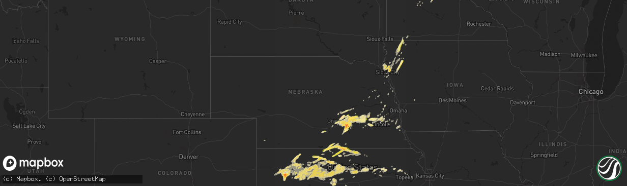 Hail map in Nebraska on May 23, 2016