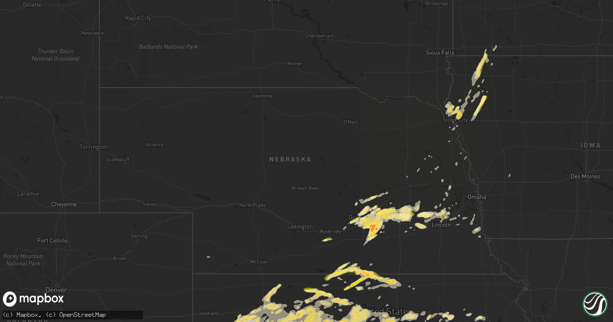 Hail map in Nebraska on May 23, 2016