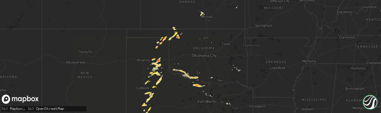 Hail map in Oklahoma on May 23, 2016