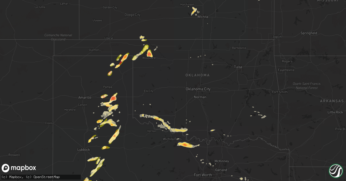Hail map in Oklahoma on May 23, 2016