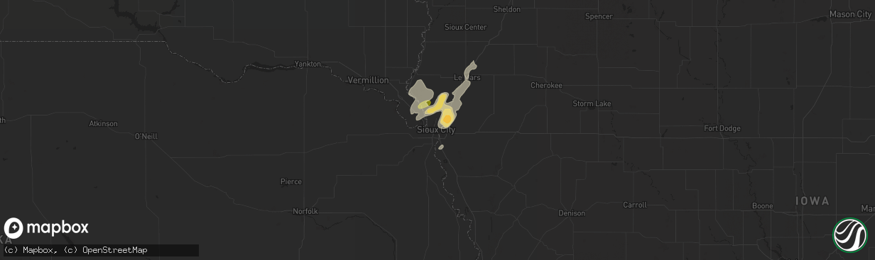 Hail map in Sioux City, IA on May 23, 2016