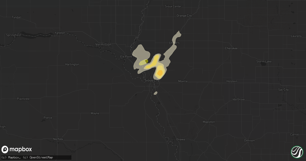 Hail map in Sioux City, IA on May 23, 2016