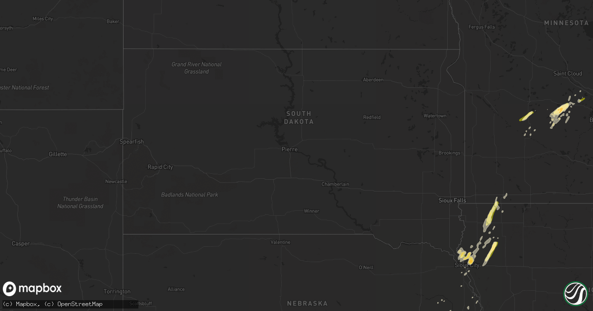 Hail map in South Dakota on May 23, 2016