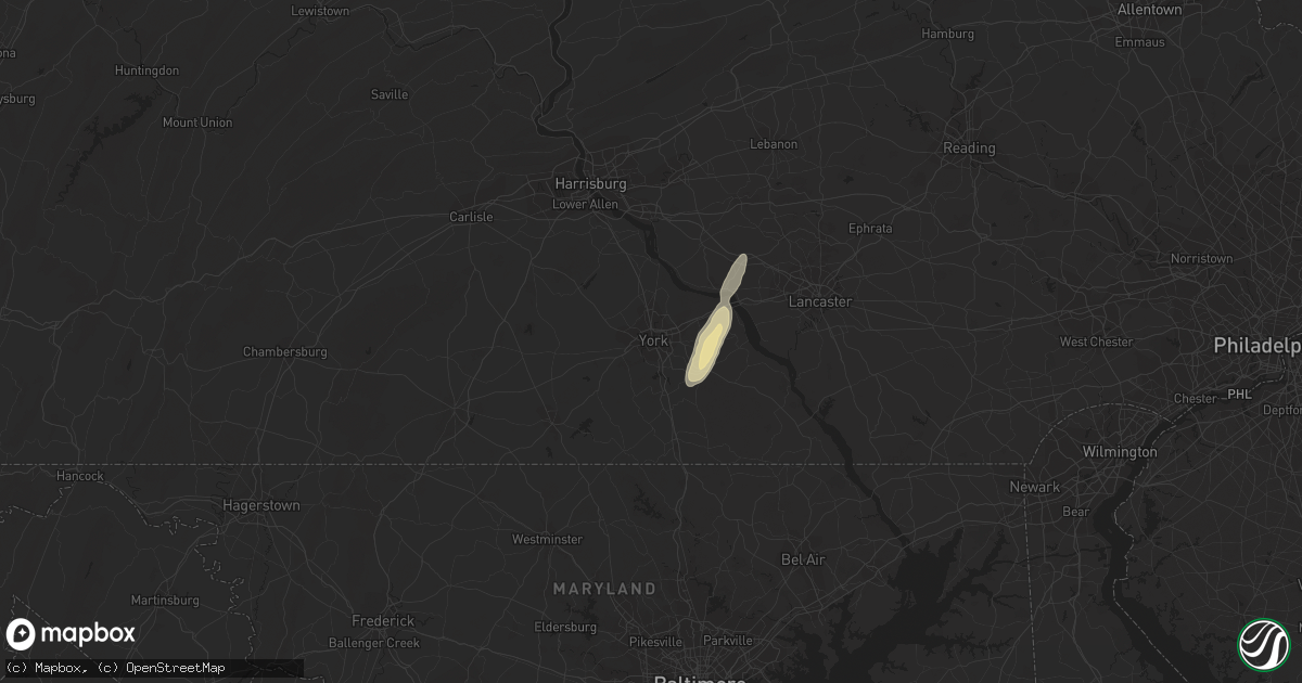Hail map in York, PA on May 23, 2016