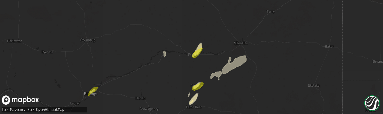 Hail map in Forsyth, MT on May 23, 2018