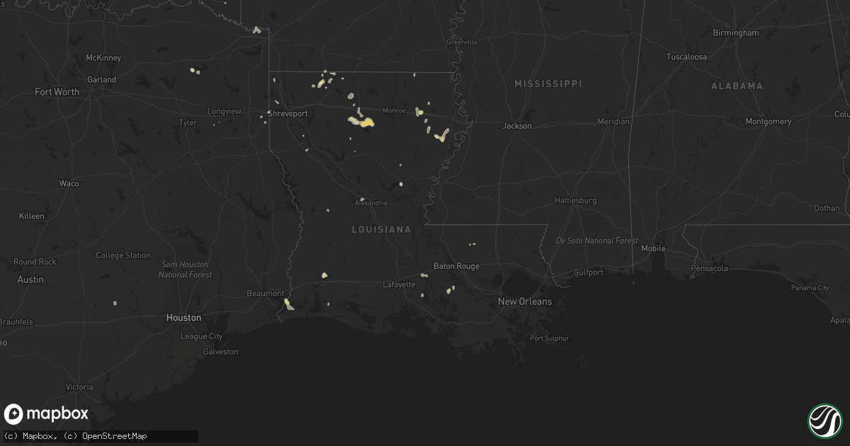 Hail map in Louisiana on May 23, 2018