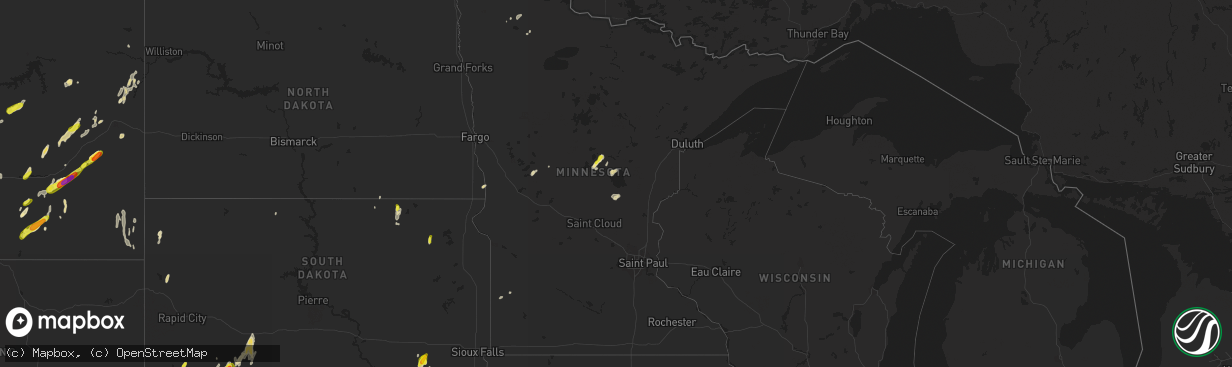 Hail map in Minnesota on May 23, 2018