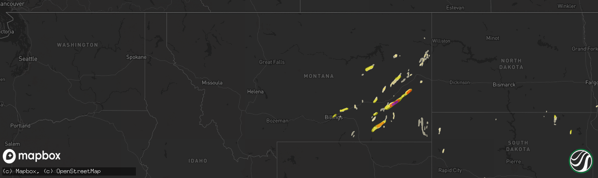 Hail map in Montana on May 23, 2018