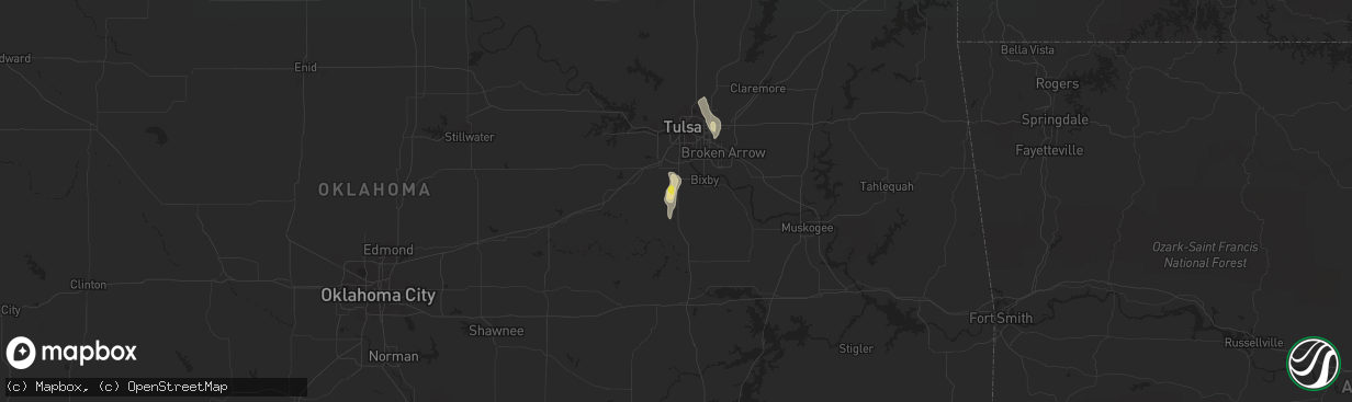 Hail map in Mounds, OK on May 23, 2018