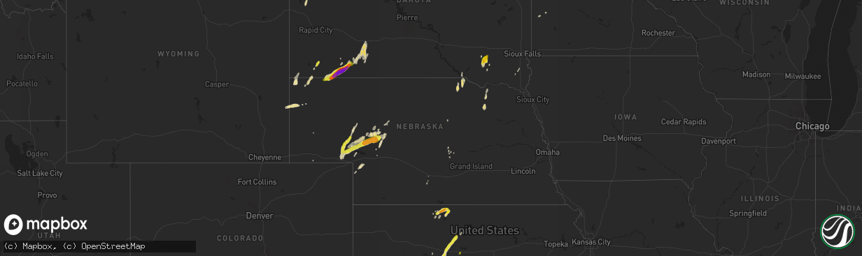 Hail map in Nebraska on May 23, 2018