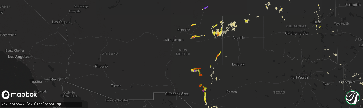 Hail map in New Mexico on May 23, 2018