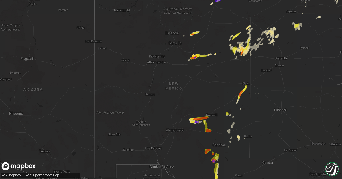 Hail map in New Mexico on May 23, 2018