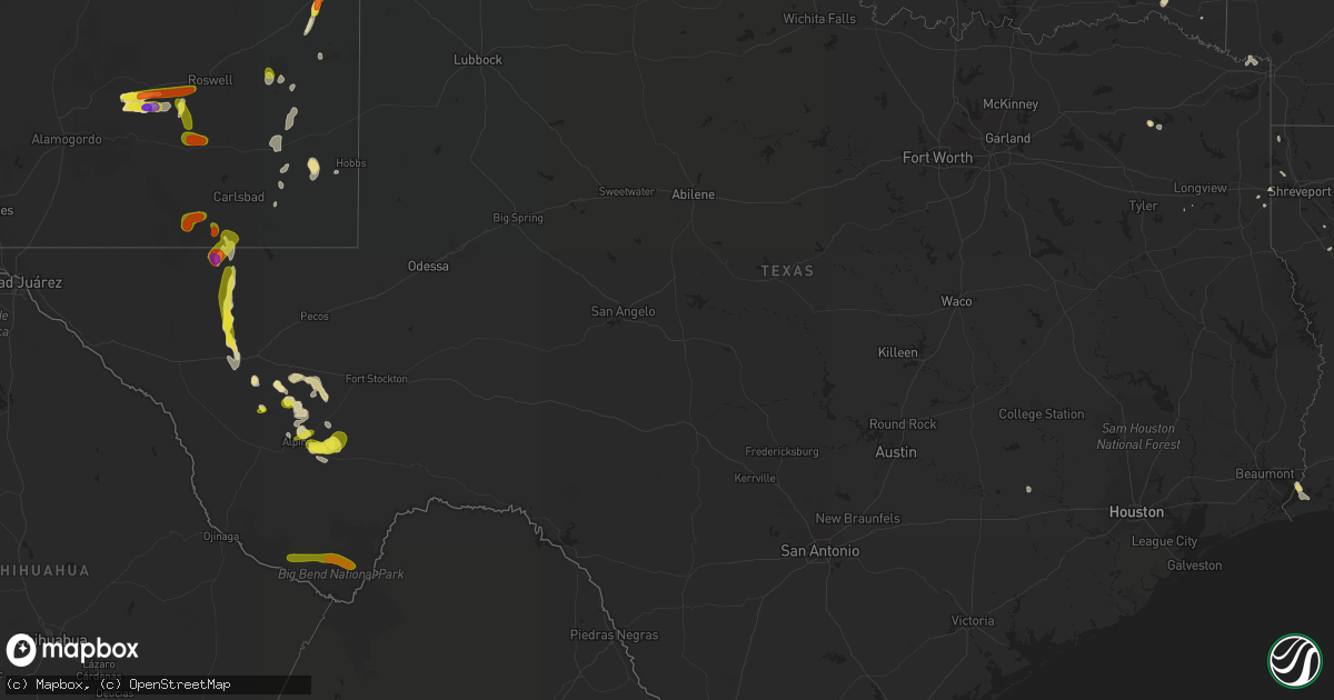 Hail map in Texas on May 23, 2018