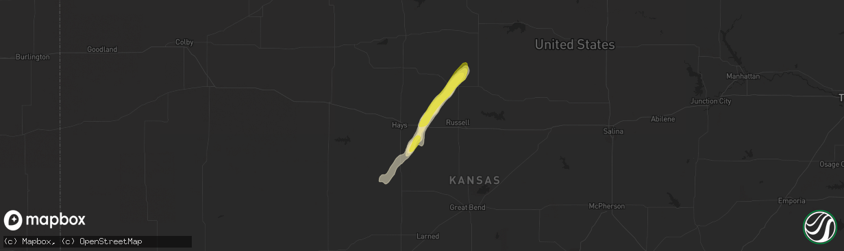 Hail map in Victoria, KS on May 23, 2018