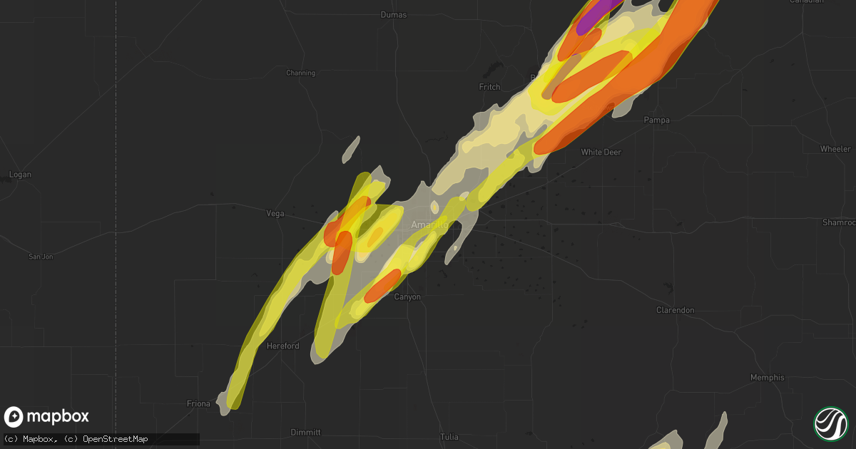 Hail map in Amarillo, TX on May 23, 2019