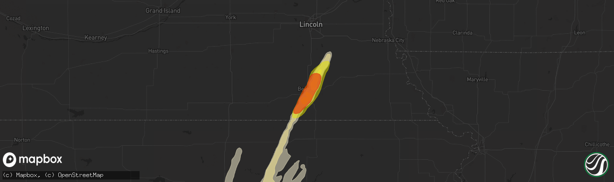 Hail map in Beatrice, NE on May 23, 2019