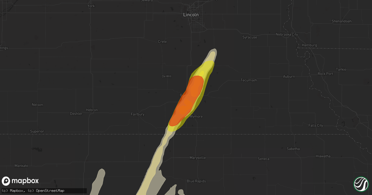 Hail map in Beatrice, NE on May 23, 2019