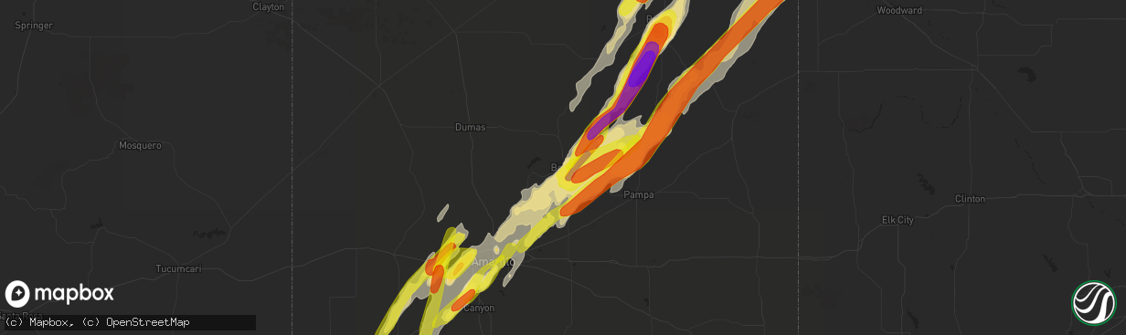 Hail map in Borger, TX on May 23, 2019