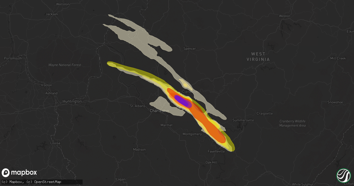 Hail map in Elkview, WV on May 23, 2019