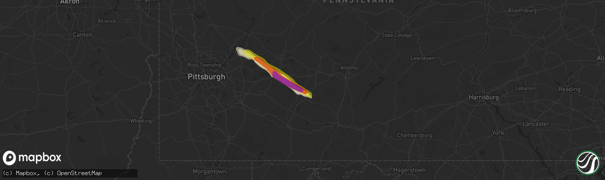 Hail map in Johnstown, PA on May 23, 2019