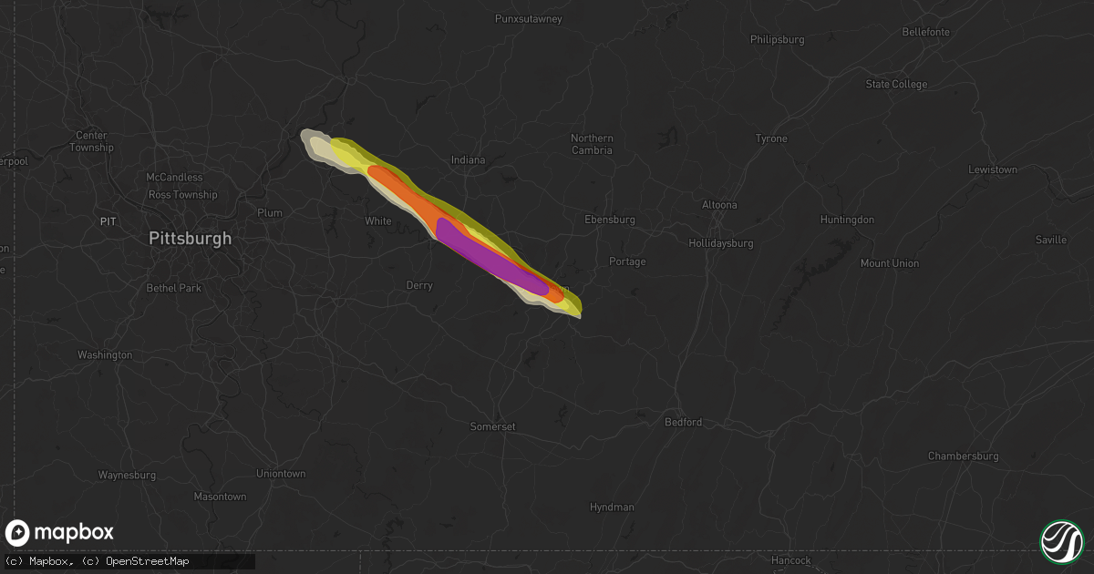 Hail map in Johnstown, PA on May 23, 2019