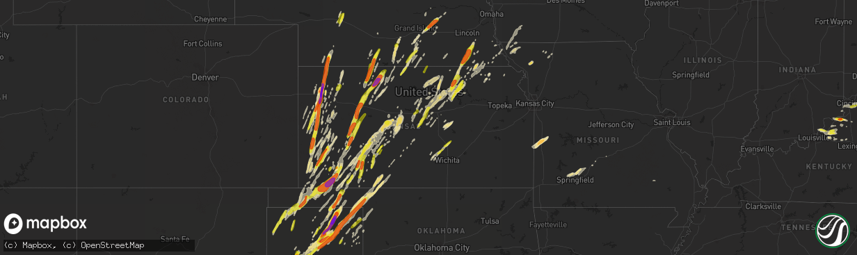 Hail map in Kansas on May 23, 2019