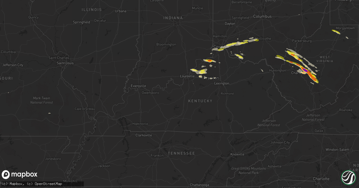 Hail map in Kentucky on May 23, 2019